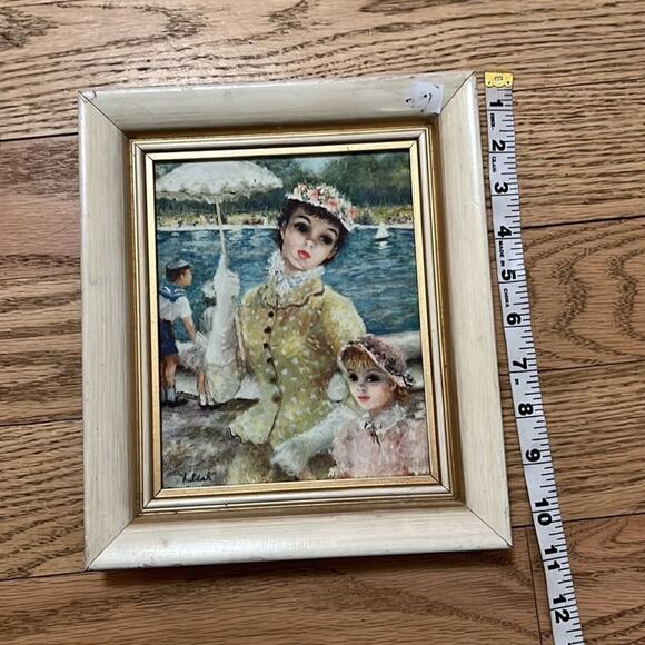 VINTAGE HULDAH PRINT FRAMED SIGNED THE SAILBOAT‎ POND - Picture 3 of 5